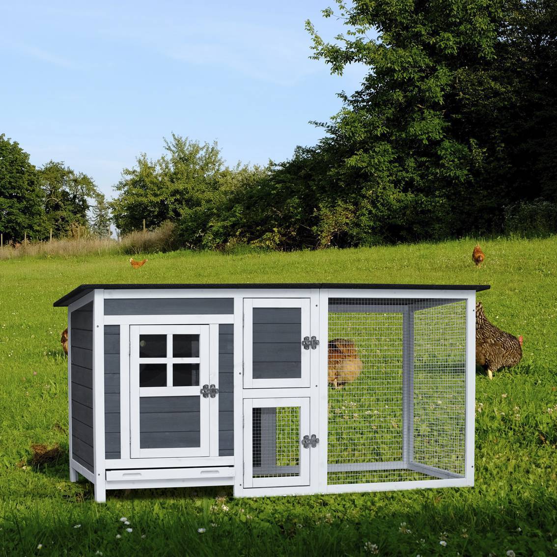 Outdoor Poultry Cage Small Animal House Chicken Hutch Coop With Running Cage