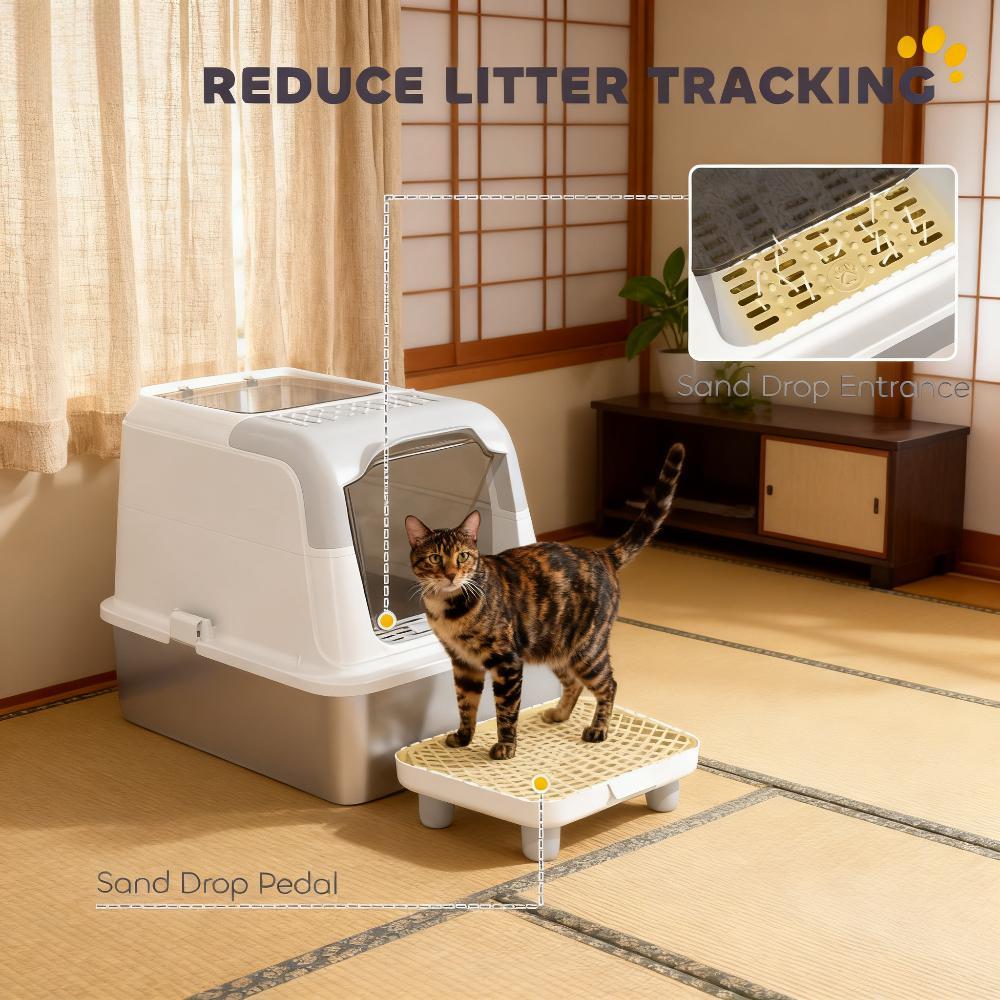 Enclosed Cat Litter Box with Scoop, Deodorizer Bag