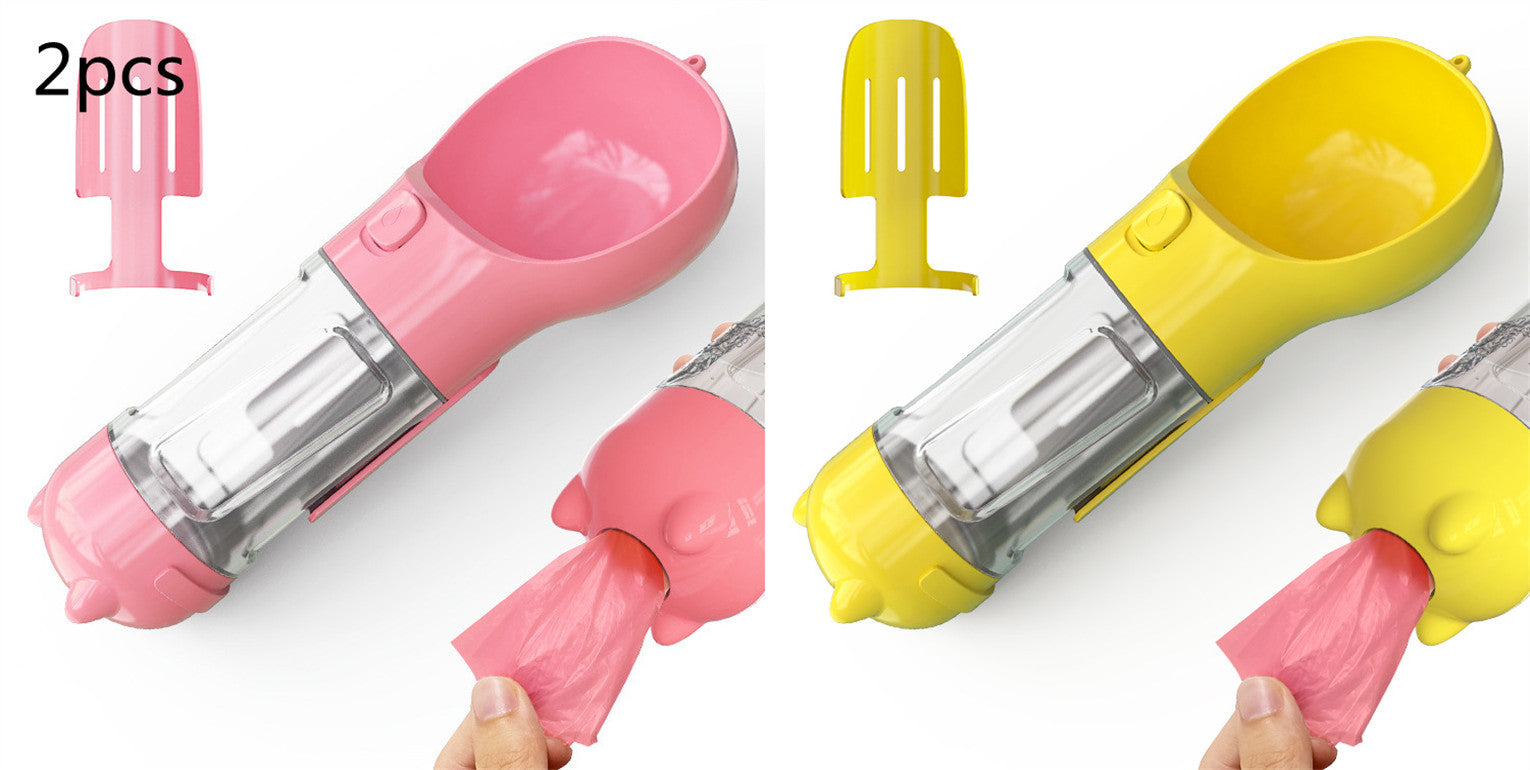 3 in 1 Dog Water Bottle - Feeder Bowl - Bag Storage