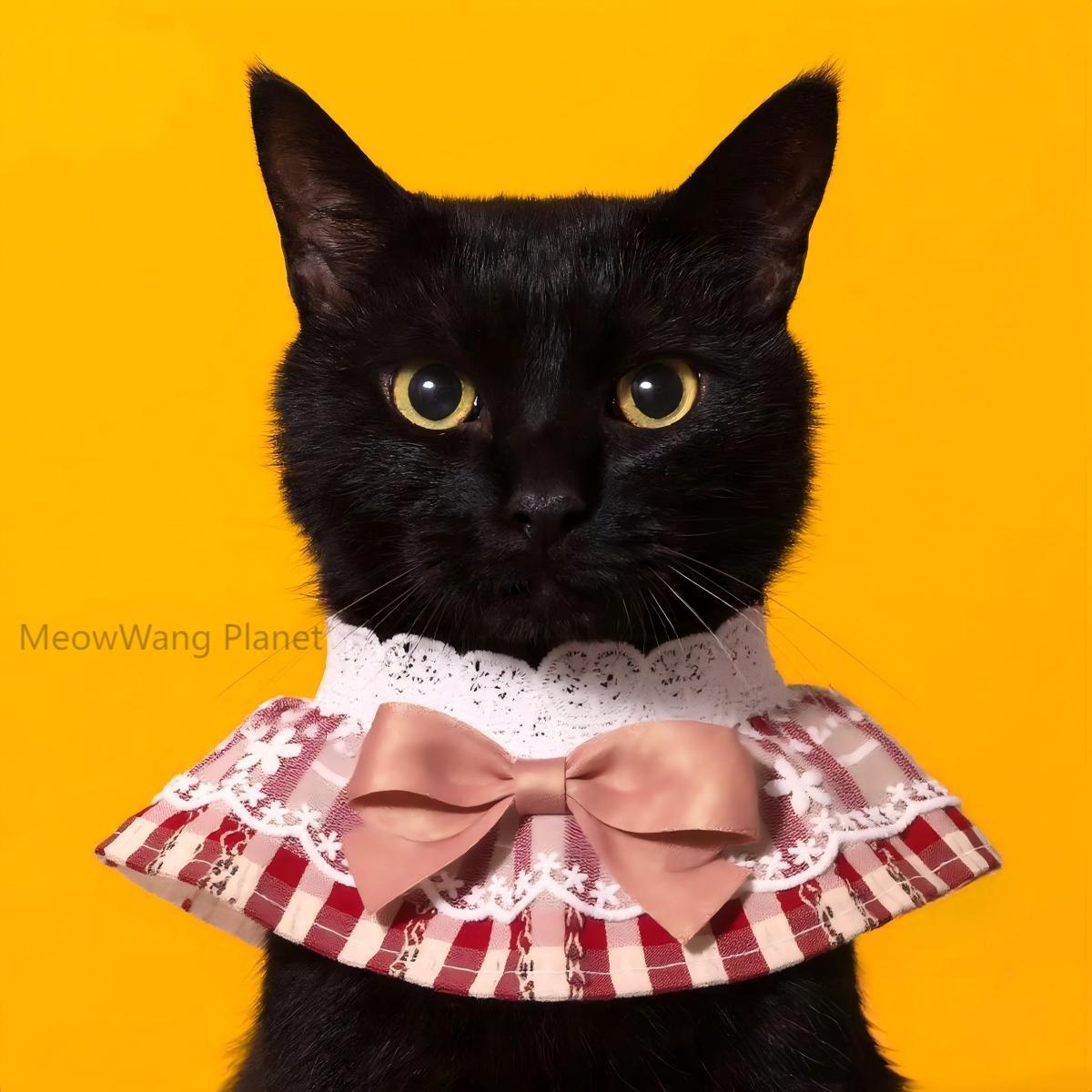 Handmade Lace Pet Neck Bib Heritage Plaid Ruffle Bandana For Cats Small Dogs Luxury Pet Gift