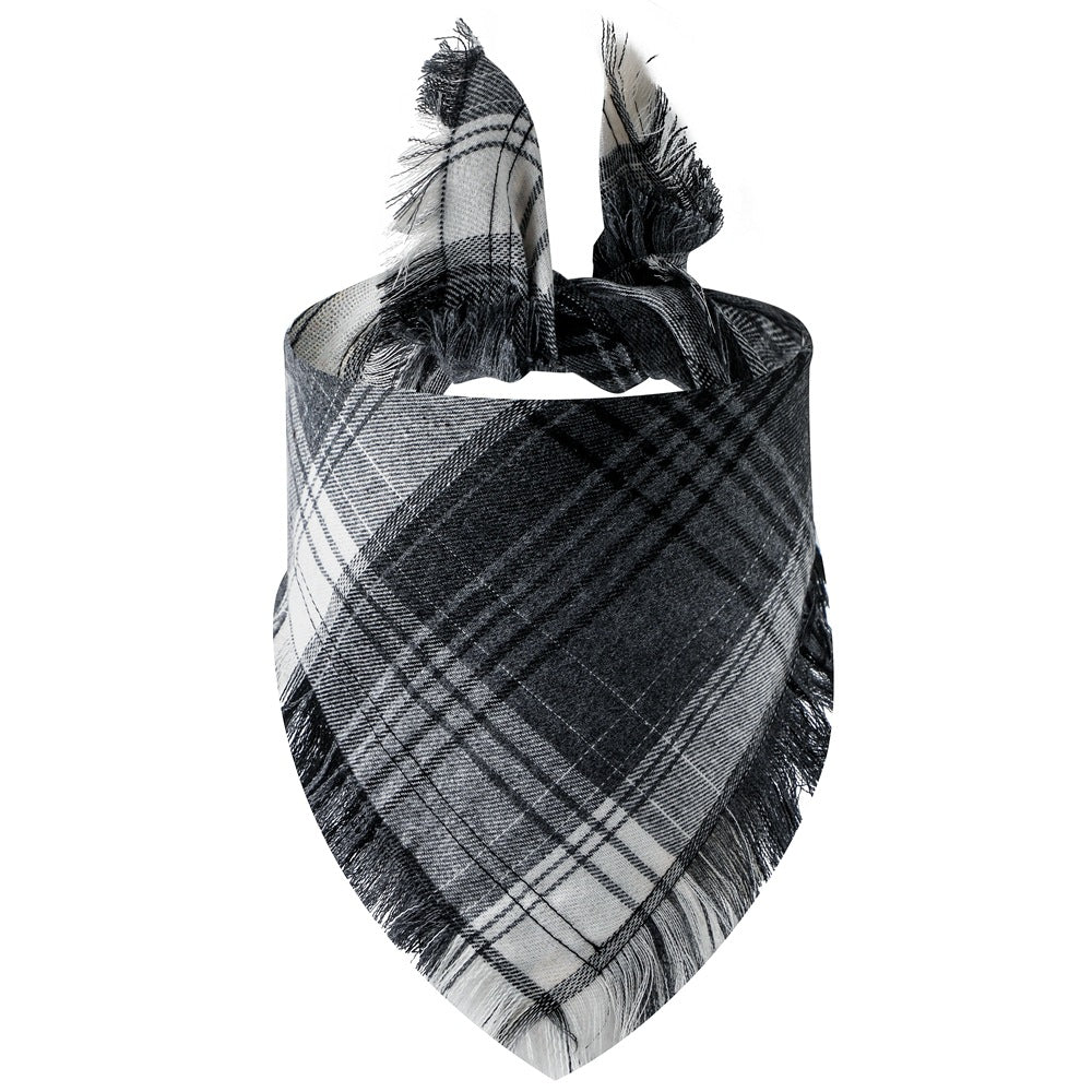 Plaid Tassel Triangle Dog Scarf