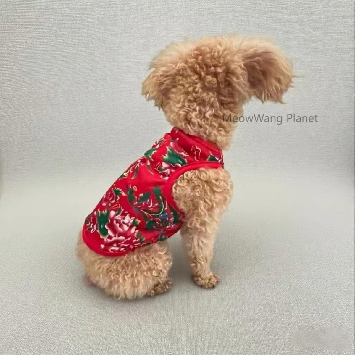 Dog Cat Clothes Pet Apparel Premium Lightweight Summer Pet Vest Breathable Chinese Inspired Design With Bold Floral Pattern For Small Medium Dogs And Cats Stylish Comfortable Warm Weather Apparel Luxu