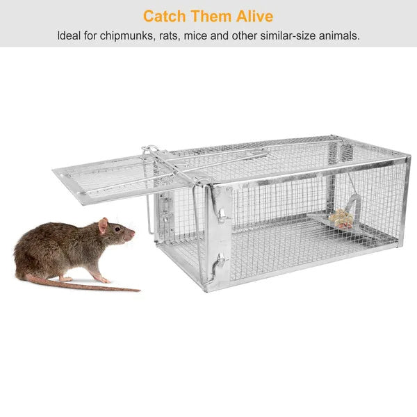 2 Pack Rat Trap Cage Humane Live Rodent Trap Cage Galvanized Iron Mice Mouse Control Bait Catch With Detachable U Shaped Rod