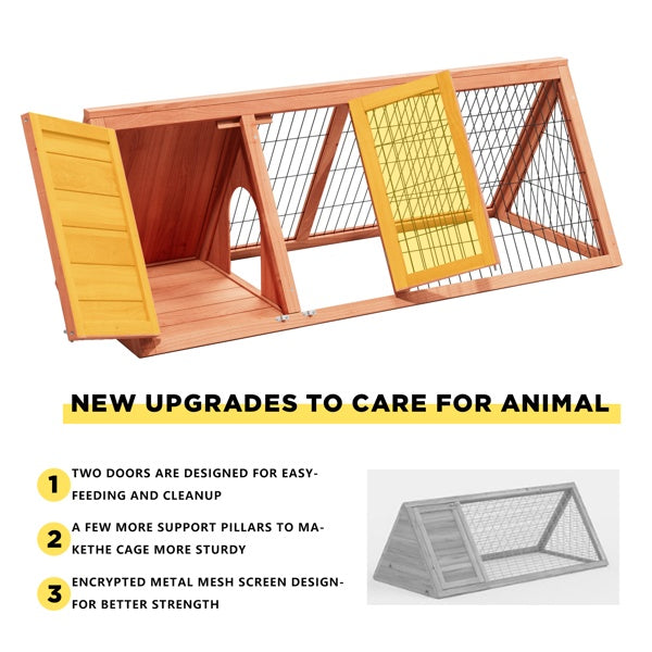 Small Chicken Coop Outdoor A-Frame Quail Cage With 2 Door & Run Cage Wooden Triangle Quail Hutch With Ventilating Wire Poultry Hutch For Small Animal Indoor,Outdoor Use