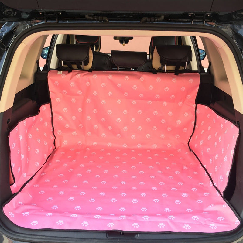 Waterproof Pet Seat Car Cover - Pawprint Pattern Dog Transporters Hammock Protector with Safety Belt