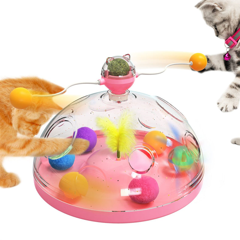 Interactive Turnable Cat Toy with Catnip Ball Pinwheel