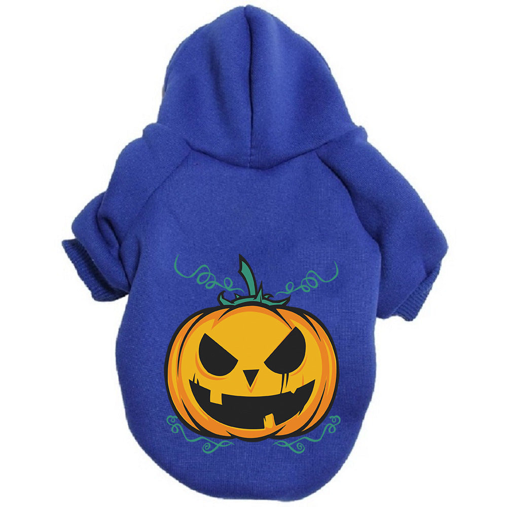 Halloween Pumpkin Dog Pattern Sweater Clothes Dog Hoodie With Hat