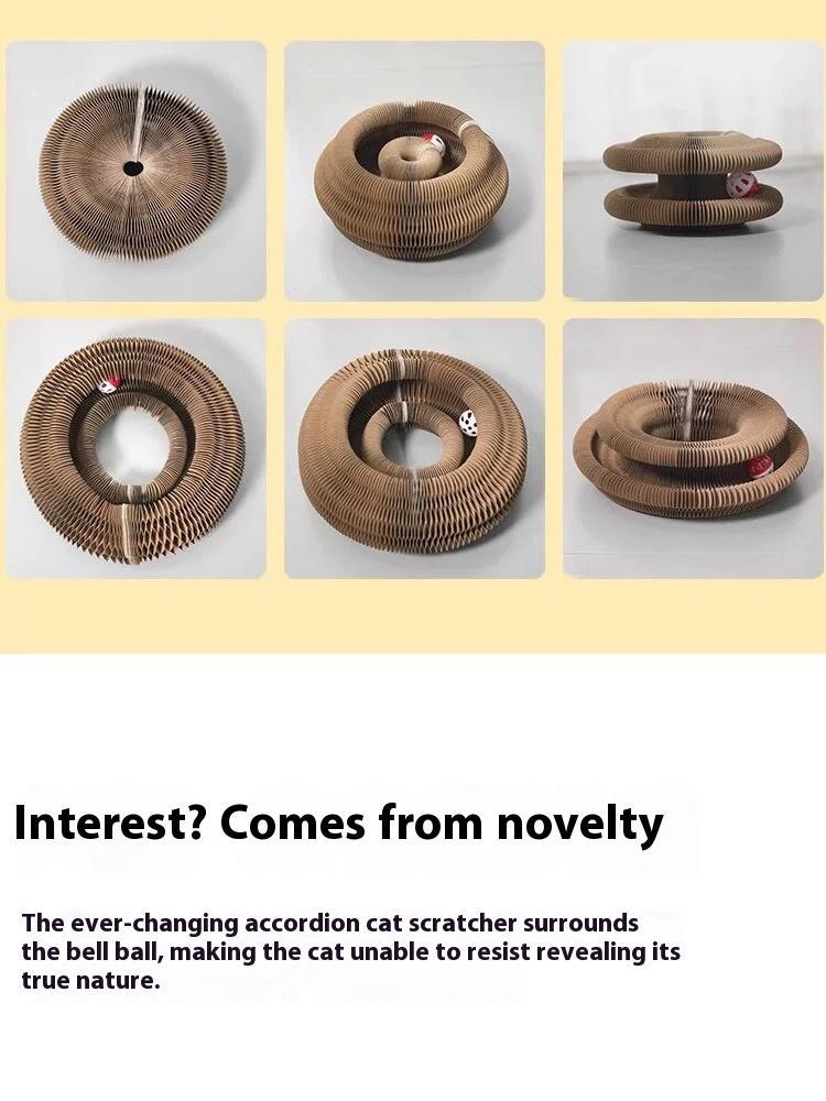 Cat Curl Scratching Board Magic Organ Cat Toy Recyclable Corrugated Cardboard Scratch-Resistant And Wear-Resistant Foldable Wood Grain Interactive Cat Scratching Toy