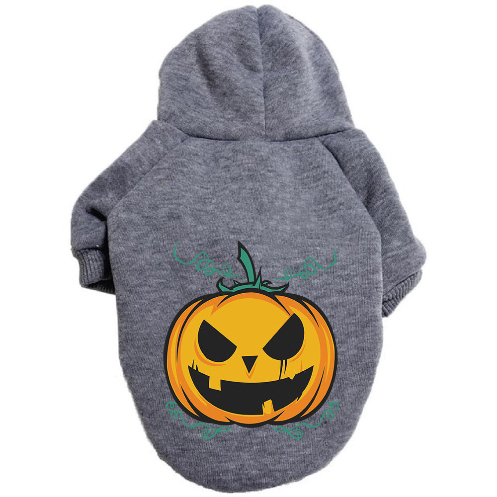 Halloween Pumpkin Dog Pattern Sweater Clothes Dog Hoodie With Hat
