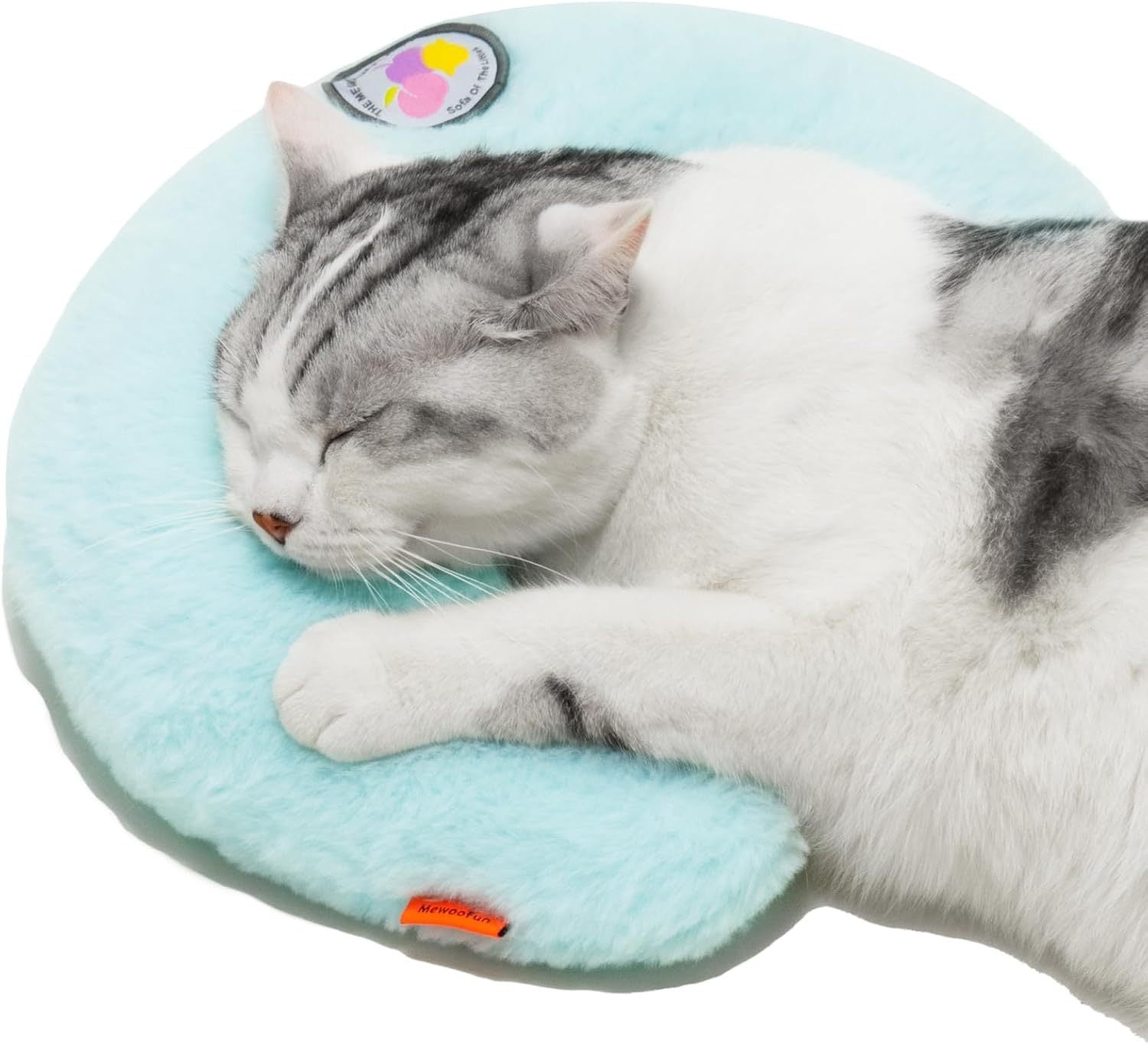 MEWOOFUN U-Shaped Orthopaedic Pet Pillow - 10.6x9.8 Inch Fluffy Support For Cats & Puppies, Joint Relief & Improved Sleep Blue
