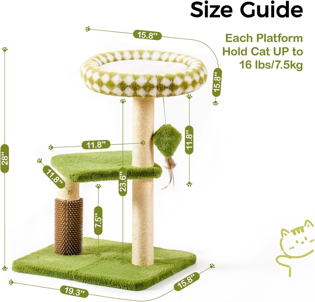 Large Cat Tree Tower For Adult Cats - Multi-Level Scratching Post With Removable Perch & Interactive Toys, Indoor Cat Furniture For Kittens Green