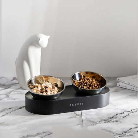 15 Degree Adjustable  Stainless Steel Pet Food Bowl Double Feeder