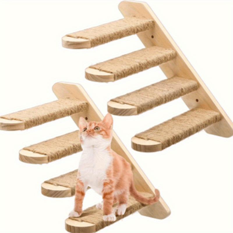 Four-layer Wooden Cat Climbing Frame With Sisal Rope Wall-mounted Multi-layer Cat Play Structure