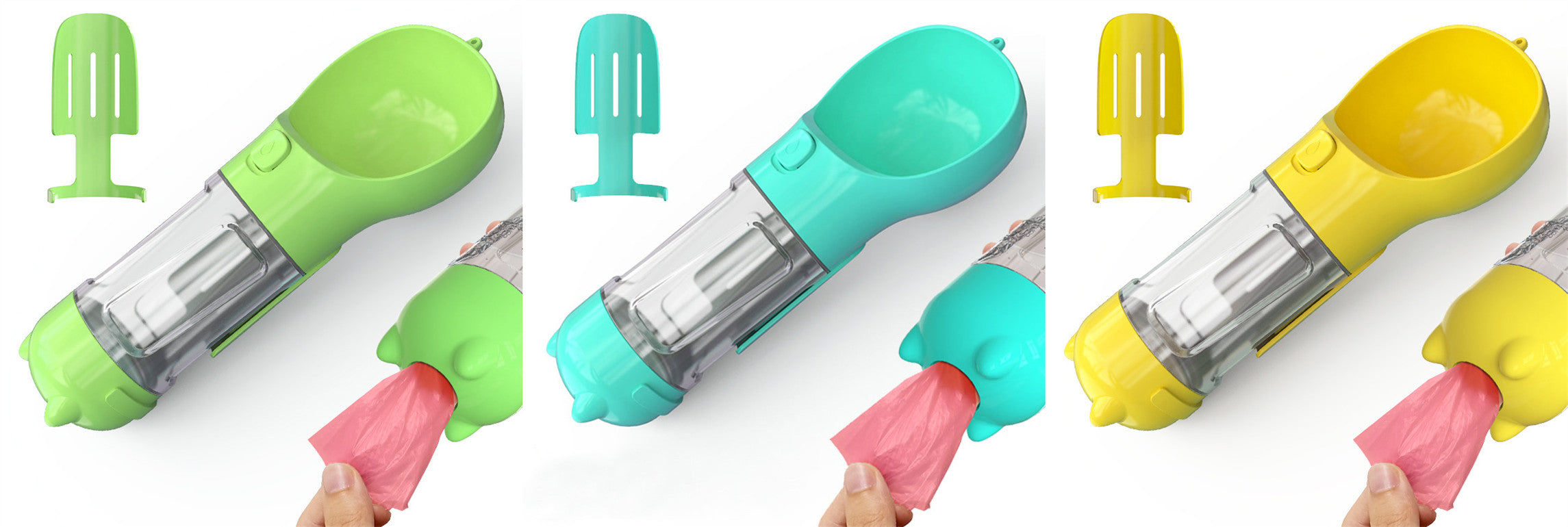 3 in 1 Dog Water Bottle - Feeder Bowl - Bag Storage