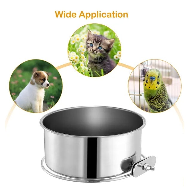 Stainless Steel Dog Bowl Pets Hanging Food Bowl Detachable Pet