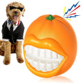 Orange Dog Squeak Chew Toy Tough Ball Aggressive Chewers Indestructible