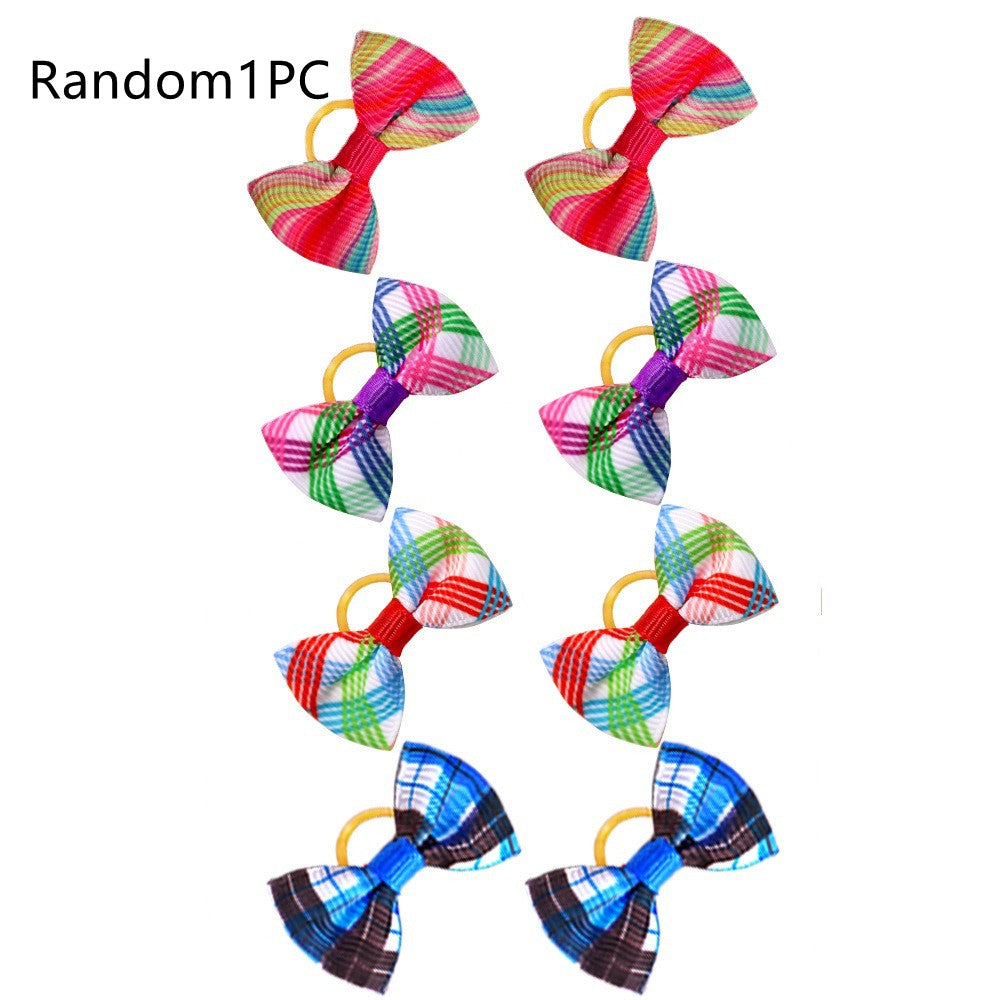 Pet Plaid Head Bow Accessories