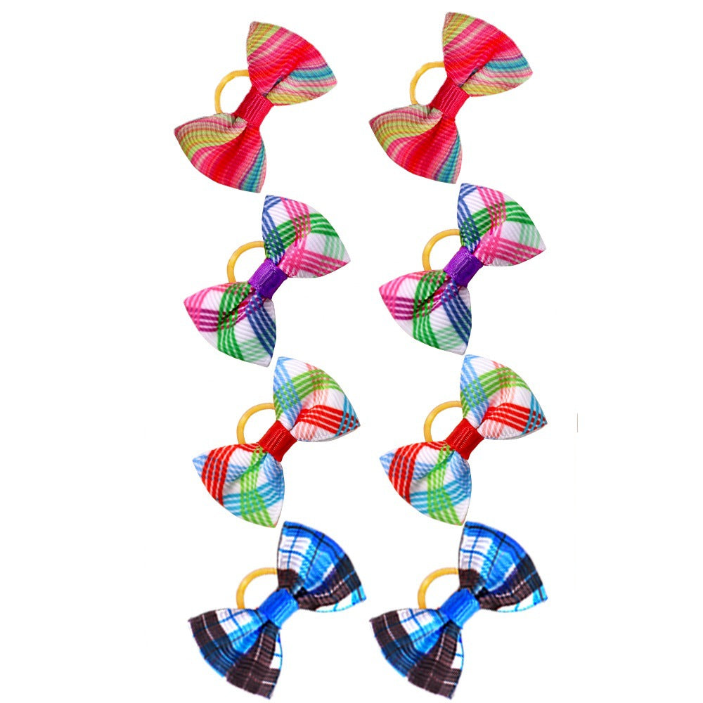 Pet Plaid Head Bow Accessories