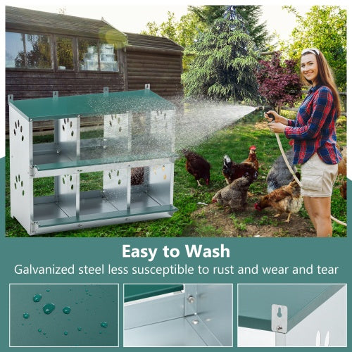 Chicken Nesting Box, 6 Room Metal Nesting Boxes For Chicken,Galvanized Steel Nesting Boxes For Hens,Easy To Assemble