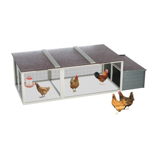 20.93ft  Large Wooden Chicken Coop Outdoor Hen House With Nesting Box  Weatherproof Asphalt Roof Walk In Poultry Cage With Secure Locks Metal Mesh Run For  Farm Use