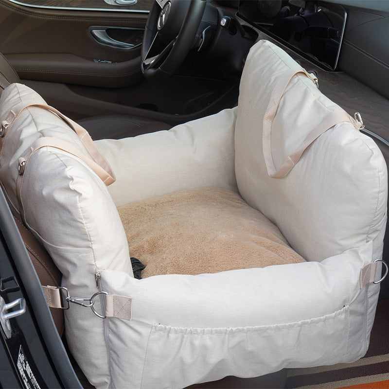 Linen Car Safety Front or Back Seat Dog Bed