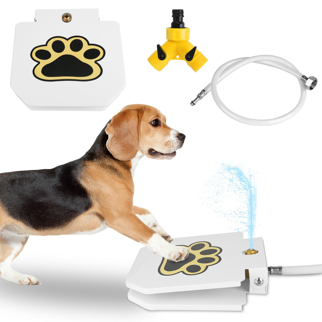 Dog Water Fountain Outdoor Dog Pet Water Dispenser Step-on Activated Sprinkler With Interactive Paw Pedal Valve For Drinking Water