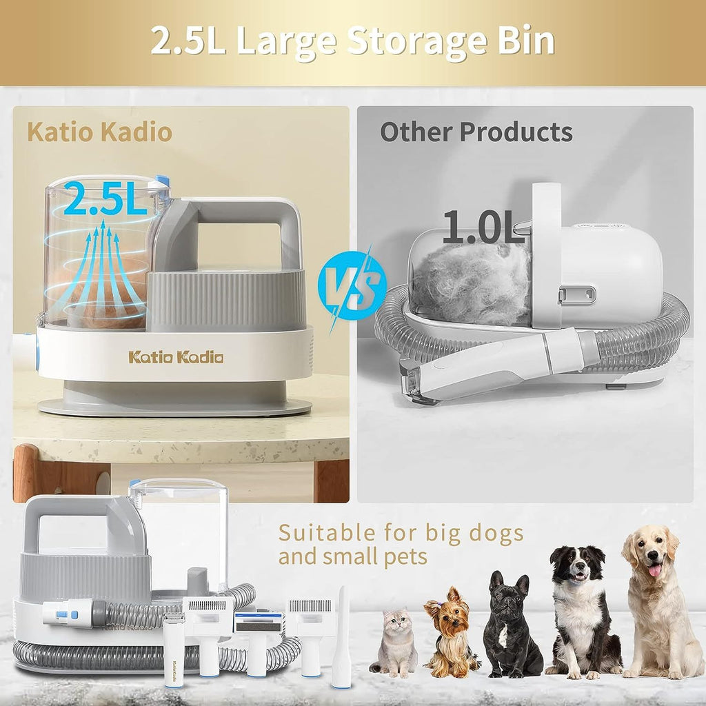 Pet Grooming Kit, 5 In 1 Dog Grooming Kit With 2 Suction Mode, Low Noise Dog Hair Remover, Dog Vacuums For Hair Cleaning For Shedding Small, Medium Pet For Dog Hair At Home