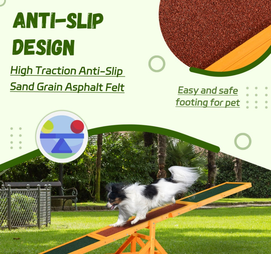 Wooden Dog Agility Seesaw, Training And Exercise Equipment, Weather Resistant, 71  L, Natural