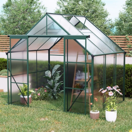 Double Door Polycarbonate Greenhouse Raised Base And Anchor Aluminum Heavy Duty Walk-in Greenhouses For Outdoor Backyard In All Season