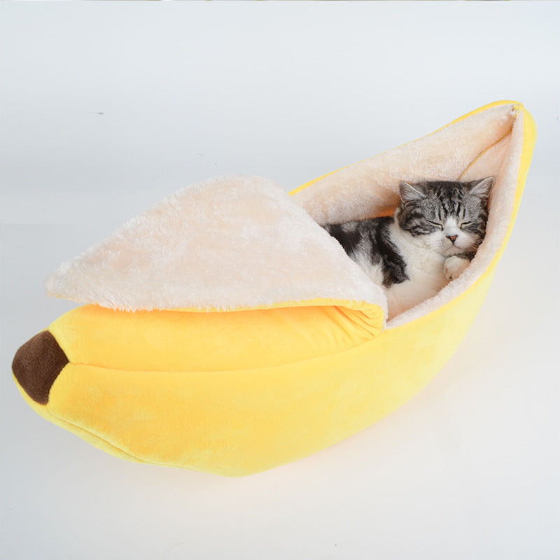 Four Seasons Universal Banana Dog's Nest - Removable And Washable Round Long Hair Cats Nest