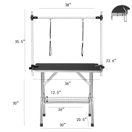 36 Inch Professional Dog Grooming Table Adjustable Heavy Duty Portable