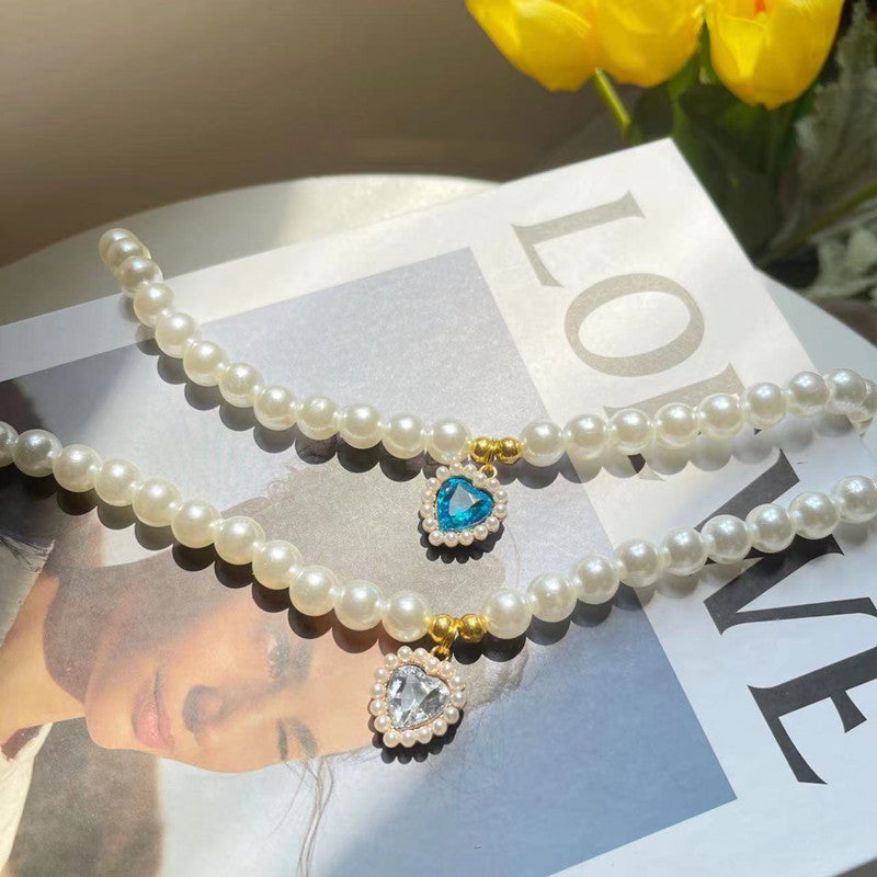 Pet Jewelry Cat Dog Necklace Retro Love Crystal Pendant Necklace