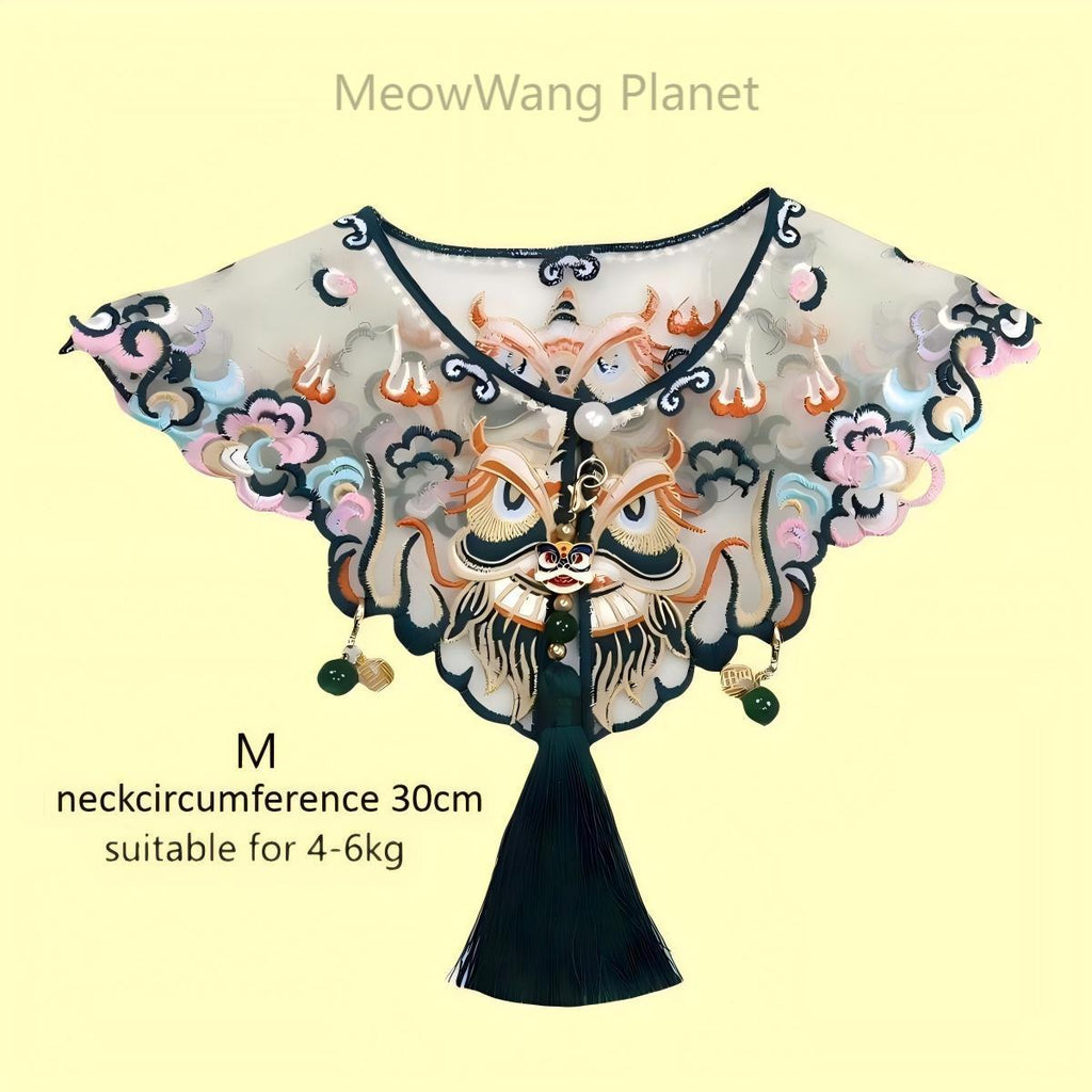 Handmade Chinese Embroidered Pet Shawl Hanfu Style Cloud Shoulder Bib Neck Wrap For Cats Small Dogs Elegant Pet Scarf