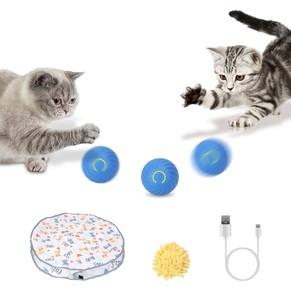 Cat Toys Ball Fast Rolling In Pouch Rechargeable Motion Activated Interactive Cat Toys For Indoor Cats Hide And Seek Mouse Catching Game
