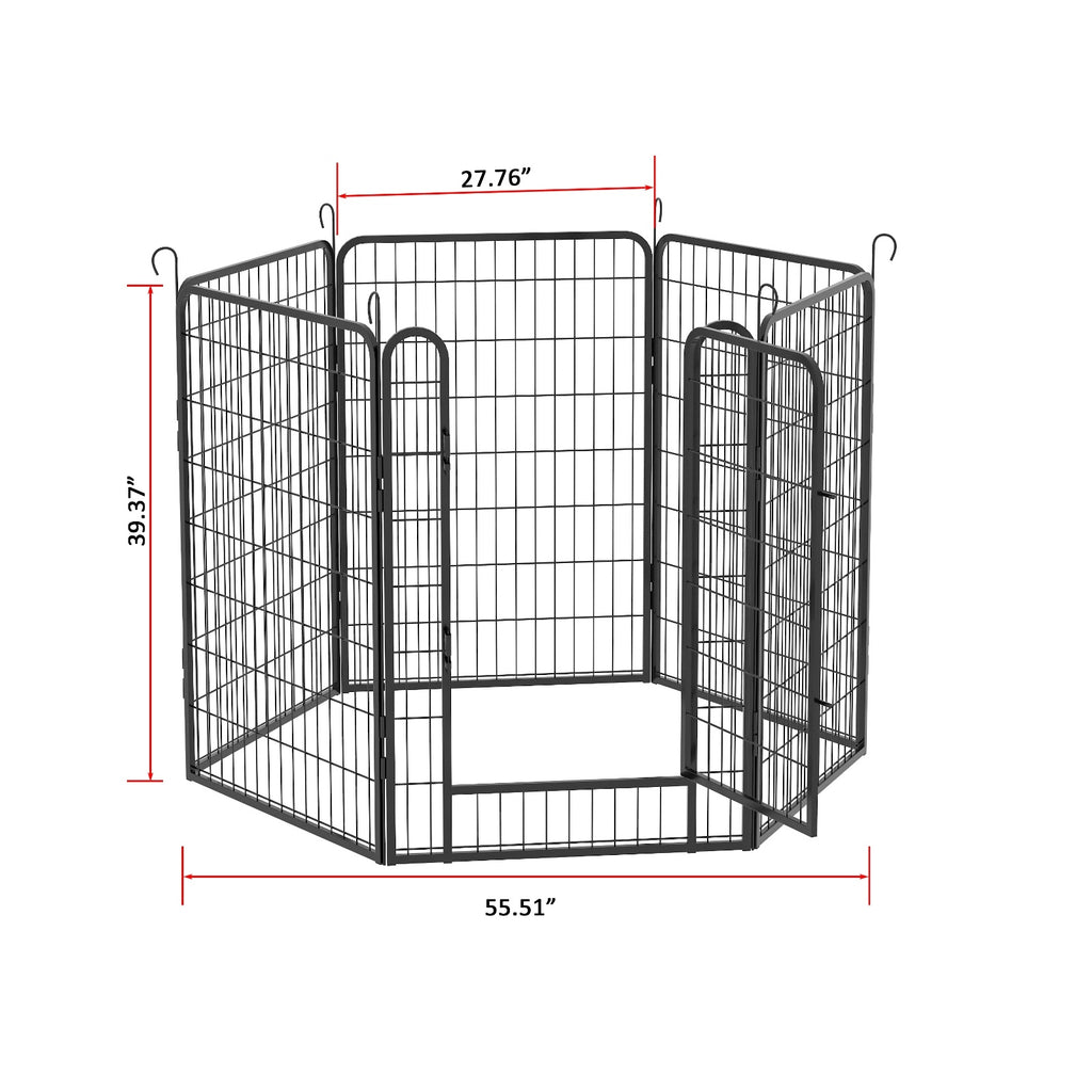 6 Panels Heavy Duty Metal Playpen With Door 39.37 H Dog Fence Pet Exercise Pen For Outdoor, Indoor