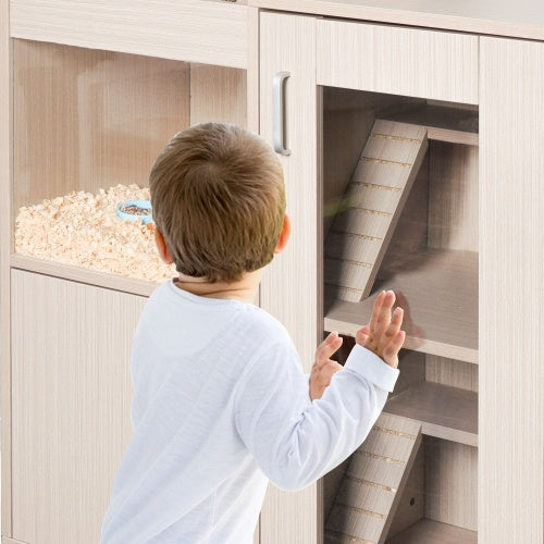4 Tier Wooden Hamster Guinea Pig Cage with Locker
