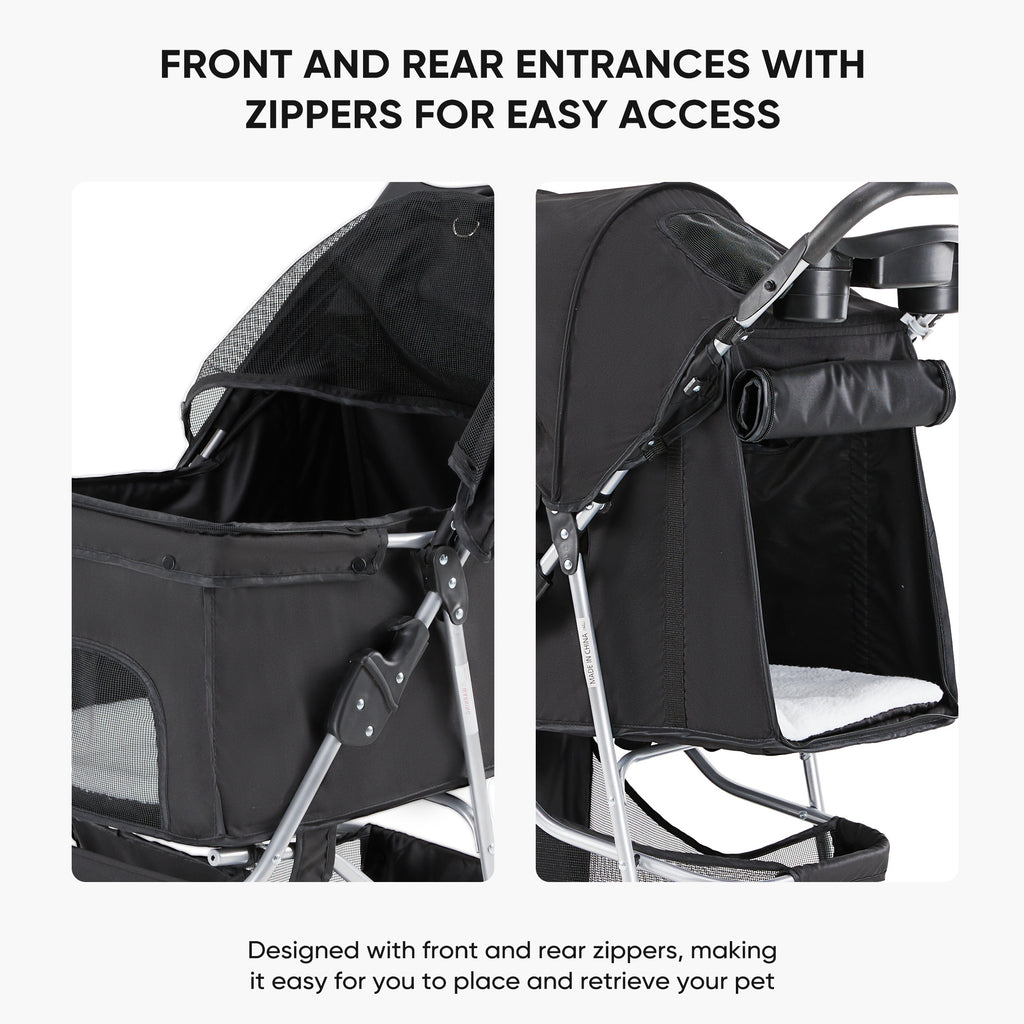 Fold-able Pet Stroller Dog and Cat Carrier Pet Cart