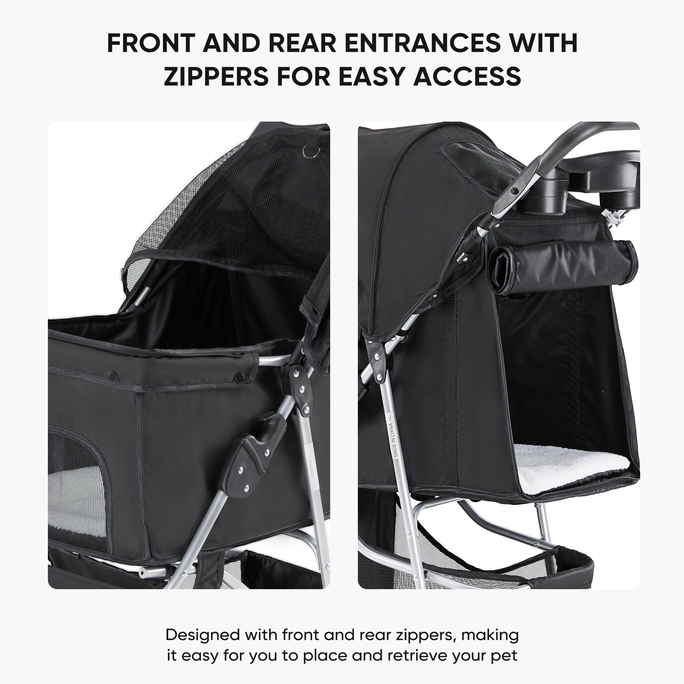 Fold-able Pet Stroller Dog and Cat Carrier Pet Cart