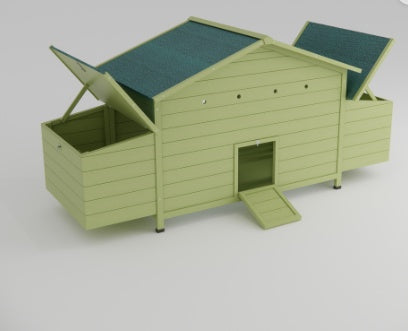 11.12 Square Feet Large Wooden Chicken Coop With 2 Free Range Doors, 2 Nest Boxes, And Chicken Perch Inside