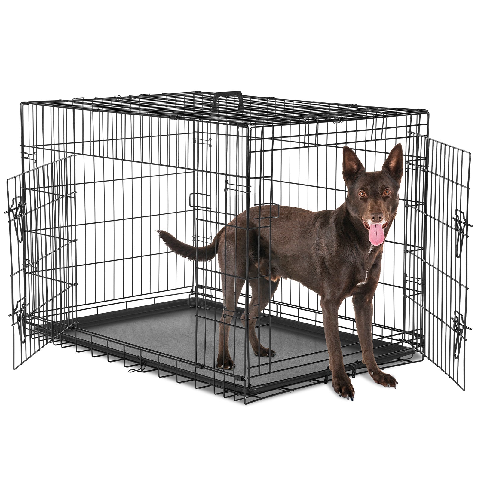 36' 42'  48' Dog Cage With Two Doors, Heavy Duty Dog Crate Cage