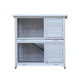 Rabbit Hutch Outdoor, 2-Story Rabbit Cage with Run Removable Trays Non-Slip Ramp Waterproof Roof