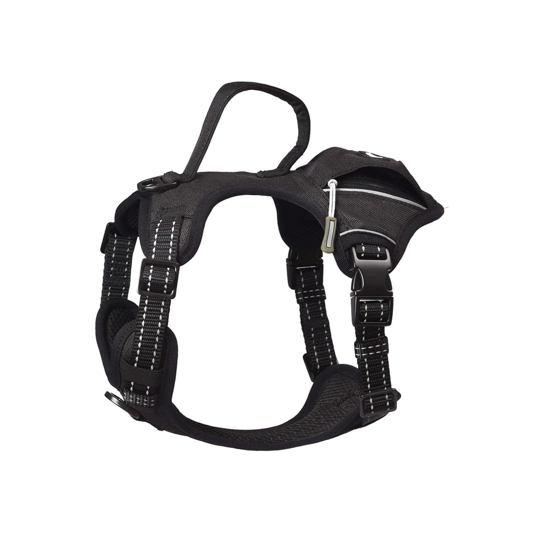 PETMARVEL High-Perfomance Tactical Dog Harness With Poop Bag Holder, No Pull Front Clip & Metal Buckles, Brown S