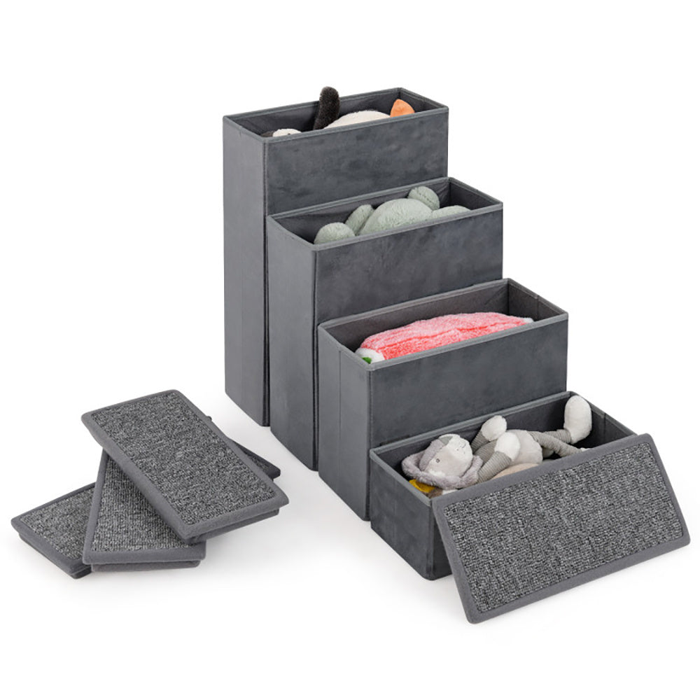 4-Step Dog Stairs Non-slip Foldable Dog Ramp With Adjustable Steps