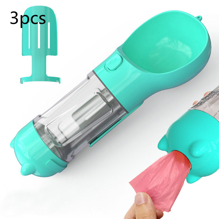 3 in 1 Dog Water Bottle - Feeder Bowl - Bag Storage