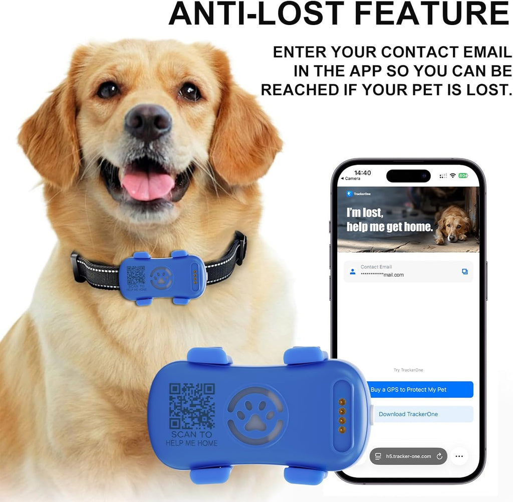 Unlimited Distance GPS Anti-Lost Pet Tracker with Geo-fence, Flash Light & Sound Alarm, Fits Most Pet Collars (Only shipping inside USA)