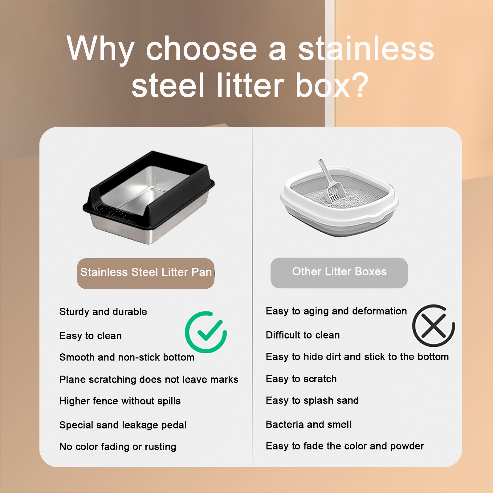Stainless Steel Litter Box Semi-enclosed (only ship inside USA)