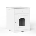 Wooden Side Table Cat Litter Box Enclosure with Drawer