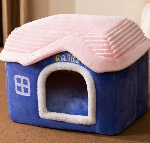 Foldable Dog Villa Bed Warm Enclosed Cave