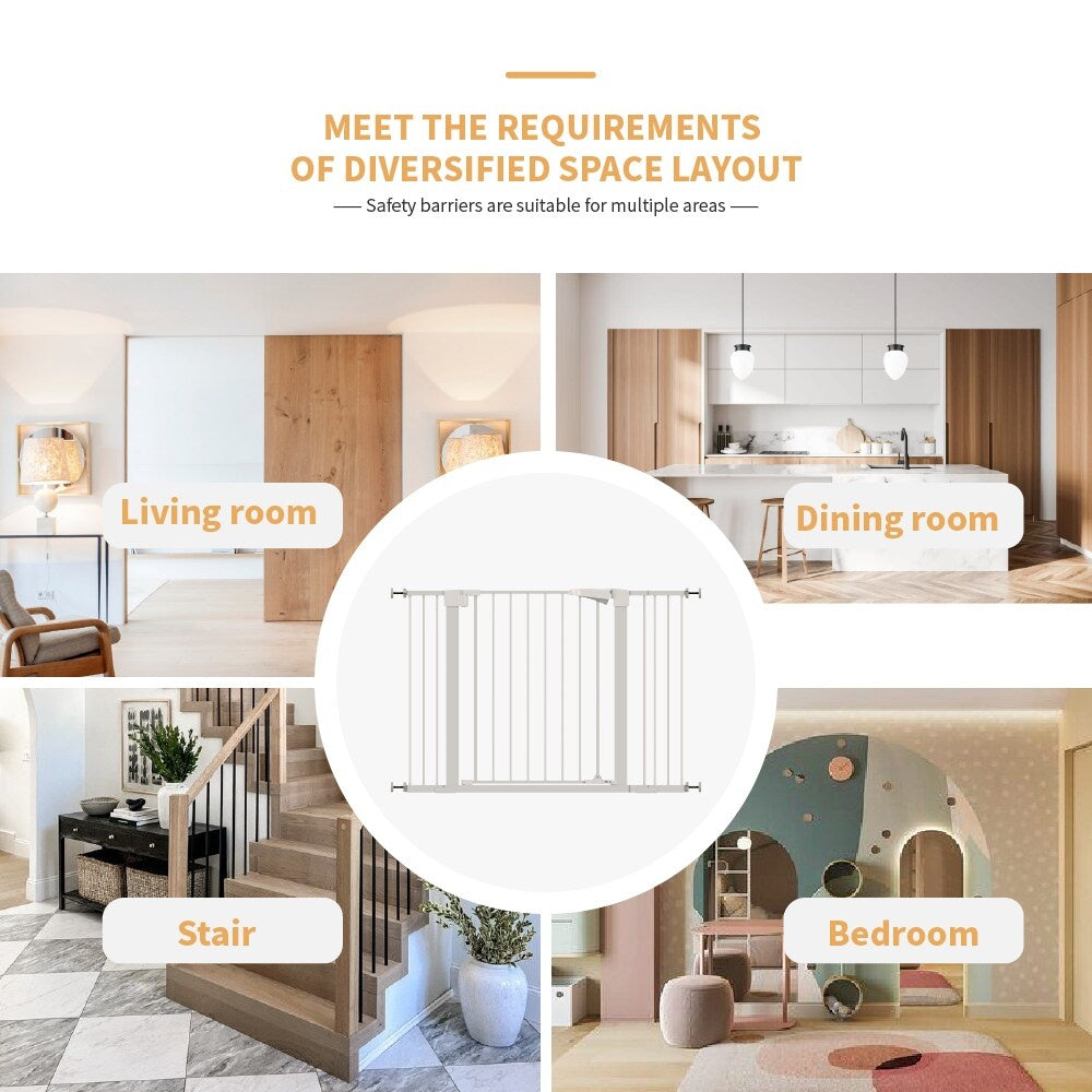 High White Child Safety Gate For Baby Door Barrier With Extensions