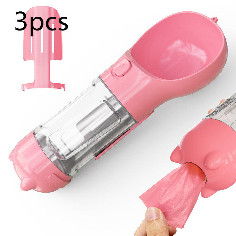 3 in 1 Dog Water Bottle - Feeder Bowl - Bag Storage